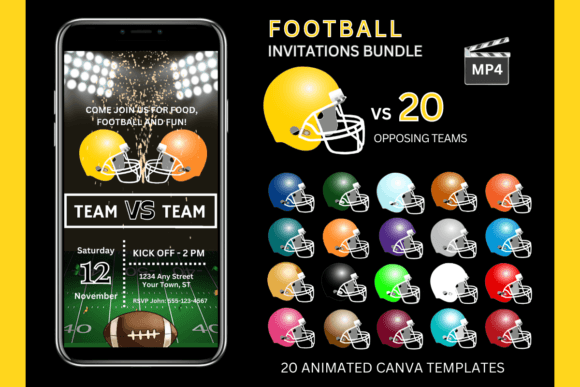Celebrate in Style: The Yellow Team Football Invitation Bundle