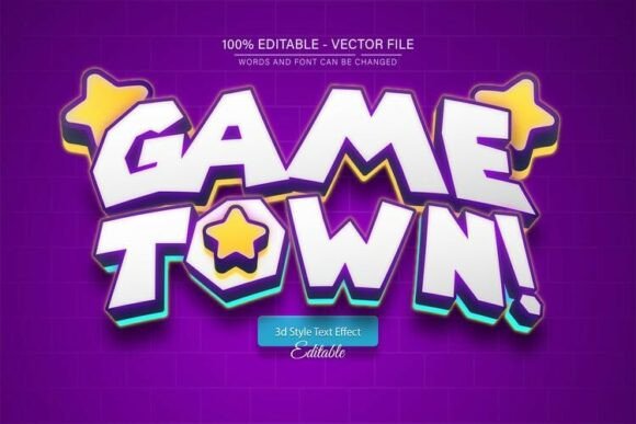 Game Town Cartoon 3D Text Effect: Dynamic Vector Typography