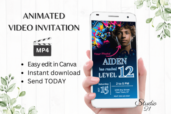 Level Up Your Party: The Ultimate Gamer 12 Digital Invite