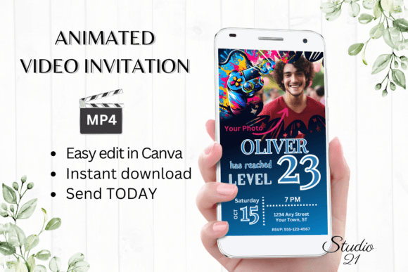 Level Up Your Party: The Video Game Birthday Invite - Gamer 23 Template
