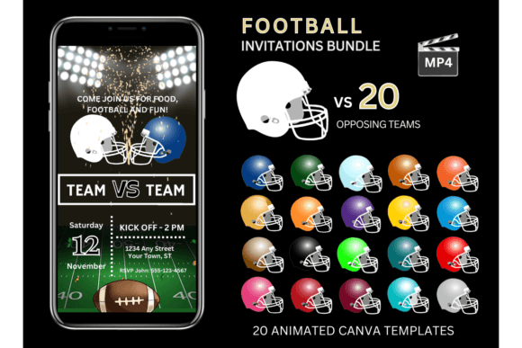 White Team Bundle: Dynamic Football Invitations